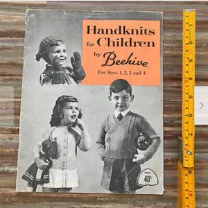 1950s Handknits for Children by Beehive #87 Vtg Knitting Pattern Book Size 1-4